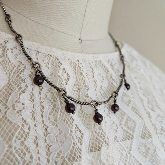 Rare Retired James Avery Garnet Necklace and Earring Set - Picture 5 of 8